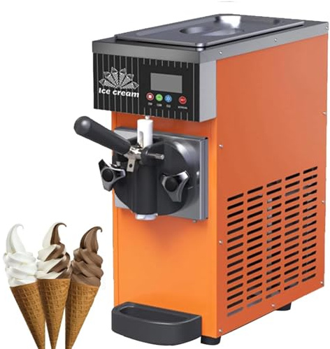 Cashwise Countertop Soft Serve Ice Cream Maker, 4-8kg/H Commercial Ice Cream Maker, Ice Cream Machine Soft Serve, with LCD Panel Soft Serve Make, Cream 450W-Orange
