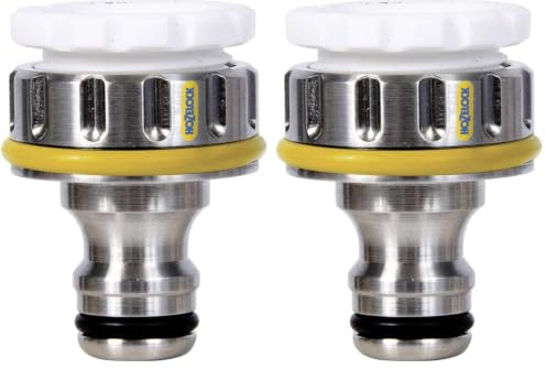 HOZELOCK - Outdoor Tap Connector Pro Metal ø 21mm - ø 26,5mm (1/2- 3/4): for External Threaded Taps, Made of Nickel-Plated Copper for Increased Durability [2041P0000] (Pack of 2)