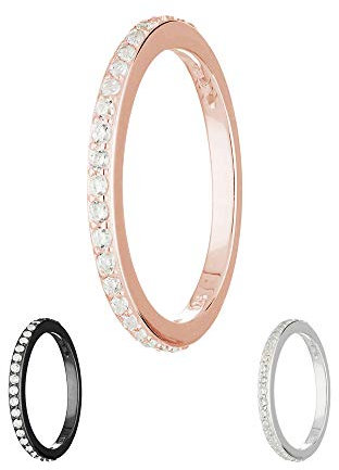 Treuheld® | Schmaler Ring aus 925 Sterling Silber | in Roségold mit Zirkonia - Kristallen | Ringgröße 48 | Breite 2mm | Damen | Vorsteckring