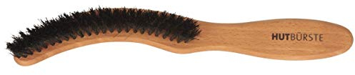 Breiter Brosse à Chapeau Brosse Textile Brosse pour Le Nettoyage des Chapeaux en Feutre – en Véritable Bois de Poirier et Poils Naturels – Forme Ergonomique