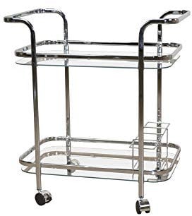 wohnfuehlidee Beistelltisch/Servierwagen 3016, mit 2 Glasplatten und Rollen, chromfarben