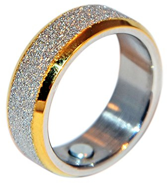Magnetschmuck-4you Magnetring Bicolor 106 Diamantenstaub silber gold Partnerring Ehering Verlobungsring 19