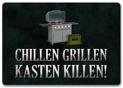 trendaffe Chillen Grillen Kasten Killen Fußmatte randlos mit Grill Motiv