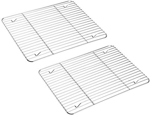 Cooling Rack Set of 2, Homikit Stainless Steel Wire Grill Rack for Oven Roasting Baking Cooking Grilling, Fit Baking Tray for Cake/Meat/Bread, Heavy Duty & Dishwasher Safe -29.5x23x1.5cm