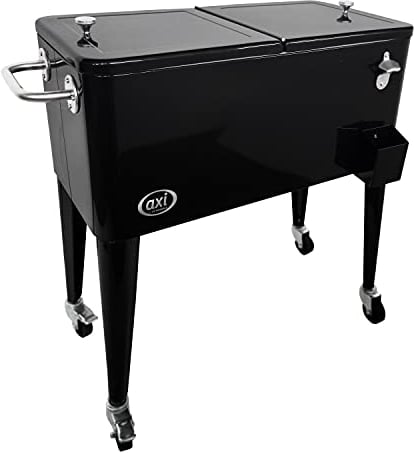 AXI Retro Getränkekühler Schwarz | Kühlwagen/Kühler mit Rollen - 76 Liter | Fahrbare Kühlbox für den Garten/Outdoor.