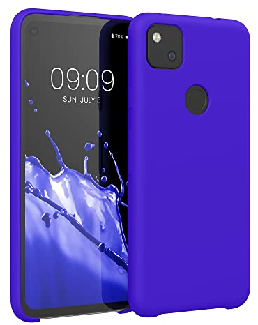 kwmobile Hülle kompatibel mit Google Pixel 4a Hülle - Silikon Handy Case - Handyhülle weiche Oberfläche - kabelloses Laden - Baltik Blau