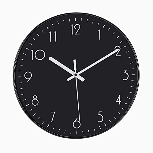 DIYZON Runde 30 cm Wanduhr, Moderne Geräuschlose Uhr, Kein Tickendes Quarzwerk, Batteriebetrieben, Leicht zu Beobachten, Ideal für die Dekoration von Schlafzimmer, Küche, Schule, Büro