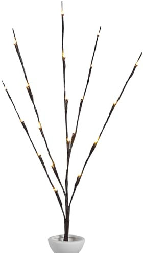 VALICLUD Lighted Twig Decoration Lighted Tree Branches LED Branch Lights Battery Powered Decorative Willow Twig Lights Tall Vase Filler for Home Holiday Christmas Decor Warm Light