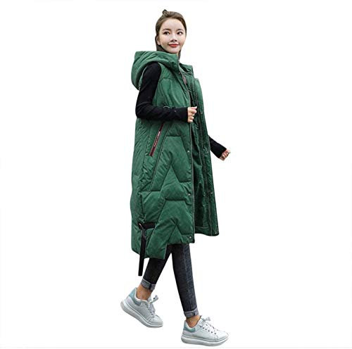 HHMY Longweste Damen Mit Kapuze: Steppmantel Winter Knielang Kapuzenweste Regular Fit Weste Jacke Schick Übergangsjacke Warme Steppjacke Ärmellos Daunenweste Aus Baumwolle