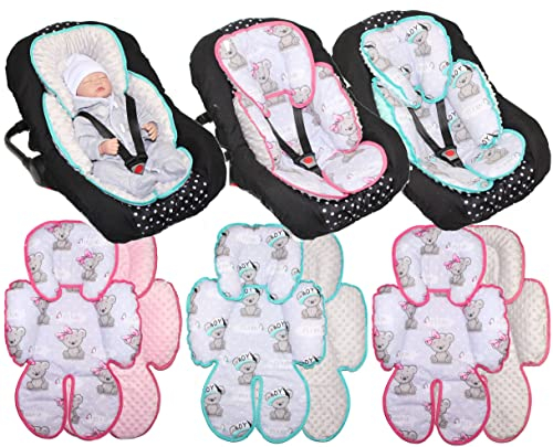 Primawela Sitzverkleinerer Minky - Baumwolle Baby Auto Kindersitz Babyschale Einlage Einsatz (Boy + Grau)