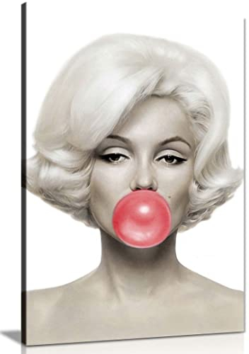Marilyn Monroe Bubble Gum Red Canvas Wall Art Picture Print Home Decor 31x20cm (12x8in)