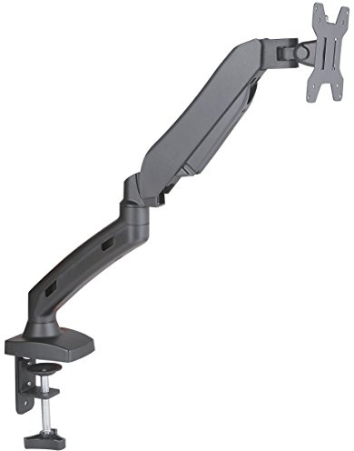 Allcam GSA21DS Gas Powered LCD Monitor Arm Desk Mount Stand w/vesa bracket, clamp, grommets for 17-27 Screens: Tilt Swivel Orientation Adjustments - in Black