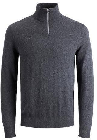 JACK & JONES Male Strickjacke mit Viertelreißverschluss Einfarbig Strickjacke mit Viertelreißverschluss