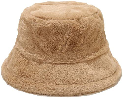 Yixda Damen Winter Mütze Fischerhüte Weiche Kunstpelz Eimerhut Bucket Warm Hut (Dunkles Khaki)