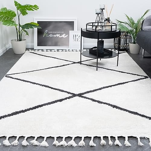 Consilio Concept 160 x 230 Teppich Wohnzimmer Ivory Creme weiß Berber kurzflor Fransen Boho Skandi Designer Marokkanisch Zertifiziert Made in Germany Design Manufaktur Markenteppich Oeko TEX