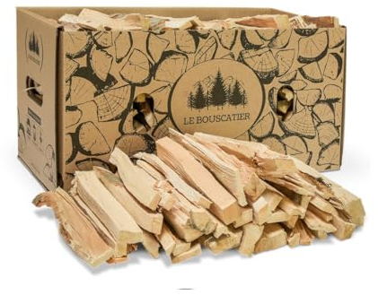 Le Bouscatier Madera de encendido para chimenea, estufa, estufas, barbacoa y brasero. Fabricación francesa. 6 kg de madera seca esencia frondosa lista para usar. Combustible calidad Premium
