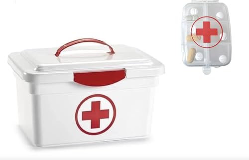 PlasticForte Mallette sanitaire Boîte à médicaments avec poignée et fermeture et clic pour matériel de premiers secours 33x22xh18cm