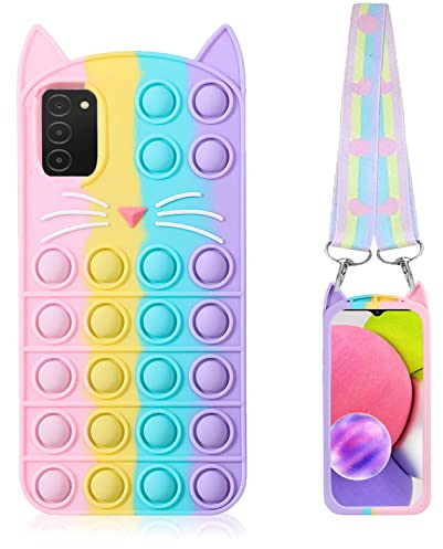 GDDJONG Pop It Handyhülle für Samsung Galaxy A03S, für Galaxy A02S Hülle, Kawaii Galaxy A03S Hülle, Fidget Stress Relief Push Pop Bubble Case für Galaxy A02S Cartoon Funny Cute Soft Silicone Cover