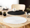 2 er Set Platzmatten Tischsets Weiß mit Fransen geflochten Ø38 cm