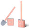 Homeex Toilet Brush, Silicone Toilet Brushes and Holder Deep Cleaner with No-Slip Plastic Handle Soft Flexible Bristles,Toilet Brush with holders and Base for Anti-drip (White) (Pack of 2 (Pink))