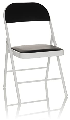 hjh OFFICE Klappstuhl gepolstert TUDELA W Kunstleder Besucherstuhl Faltstuhl klappbar, bis 130 kg belastbar, Schwarz, 803015