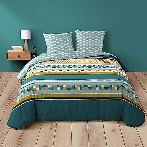 Douceur d'Intérieur Doris 3-teiliges Bettwäscheset (240 x 220 cm, 100 Prozent Baumwolle