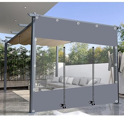 Außen Durchsichtige Plane Vorhänge, 0,3mm Schwerlast Wasserdichte Mit Ösen, Pergola Pavillon Terrasse Carport Seitenwände, Transparente Abdeckung, LxH-3x2.2m/9.8*7.2ft