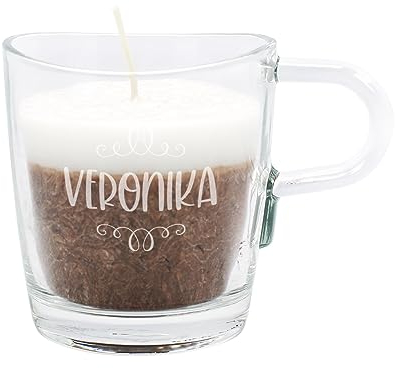 Herz & Heim® Duftkerze im Glas mit Namensgravur - Cappuccino Duftwachs