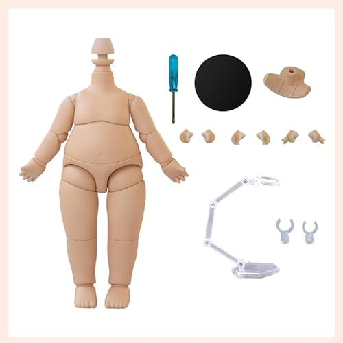 XiDonDon PVC-Tierpuppenkörper für GSC, 1/12 BJD-Puppenkopf, Actionfigur, Mädchen, Jungen, Spielzeug, Puppenzubehör (Suntan Skin,Lengthened pear Body)