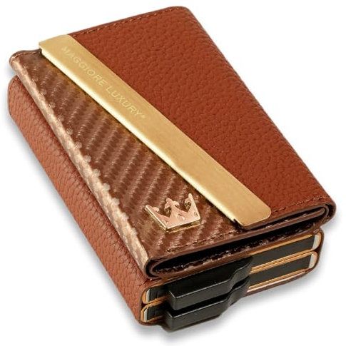 MAGGIORE LUXURY Portafogli Unisex Ultimi Pezzi Vera Pelle Doppio Porta Carte Di Credito Fino a 12 Card Portafoglio Uomo Donna Portafoglio Slim Protezione Rfid Anticlonazione Borsellino Omaggio