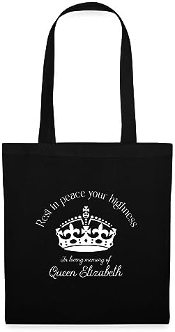 Spreadshirt Queen Elizabeth II Rest In Peace Stoffbeutel, One size, Schwarz
