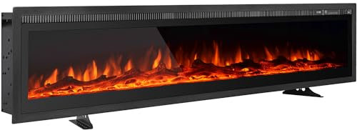 EROMMY Electric Fireplace 127cm Freestanding, Wall Mounted, Built in, 9 Colour Flame Effect, Remote Control, 750W-1500W，Electrical Heater with Crystal&Log Set
