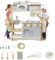 HENGMEI Kinderküche Kinder Küchenspielzeug Set Holzküche Baby Spielküchesets mit Holz Zubehör Mikrowelle Spüle Spielzeugküche Kochset für Kinder, 65x24x85cm, Typ A