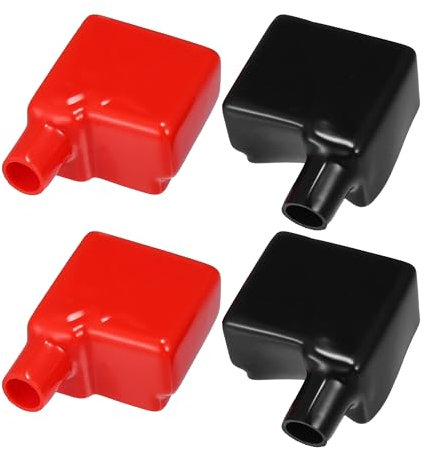 X AUTOHAUX 2 Pair Battery Terminal Cover Boot Protector Positive and Negative Cable Lug Caps for Cars Boat 2.28x2.24x1.42 Black Red
