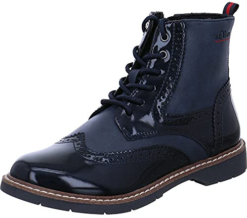 s.Oliver Damen Schnürstiefel ohne Absatz mit Reißverschluss Elegant, Blau (Navy Comb.), 38 EU