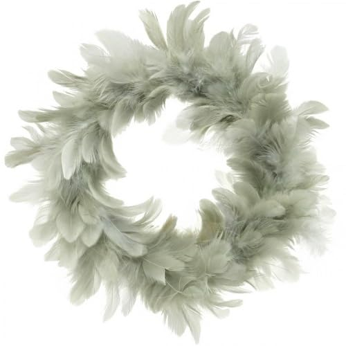 Exner GmbH Federkranz Hellgrau Deko Ostern Fenster Modern 35 cm