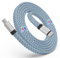 Magtame USB C Cable, Magnetic 60W(3A) 5ft Coiled Flat Nylon Braided Type C Fast Charging Cable for USB C Devices, Samsung Galaxy, Blue