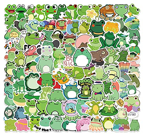 AUCEKO 100 Stück Frosch Aufkleber Pack Frog Sticker Set wasserdichte Vinyl Sticker für Laptop Kinder Autos Motorrad Fahrrad Skateboard Gepäck Koffer Computer Aufkleber Graffiti Decal