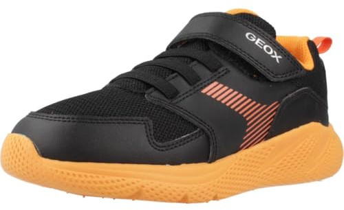 Geox J SPRINTYE BOY A Sneaker, Black/Orange, 1 UK