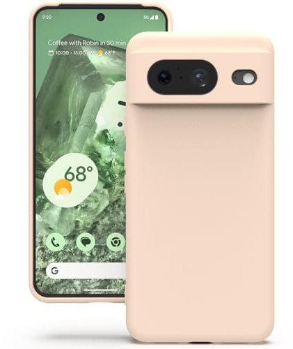 YATWIN Coque pour Google Pixel 8, Housse en Silicone Doux avec Découpes Précises pour Caméra, Design Ultra Mince, Protection 360° à Bords Surélevés - Rose Pâle