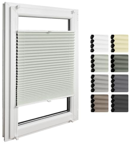 Home-Vision Premium Doppelplissee mit Klemmfix Weiß-Grau-Grün B80 x H200cm | Wabenplissee ohne Bohren Modern Klemmfix Blickdicht Plissee Sonnenschutz Hitzeschutz Jalousie für Fenster Thermo