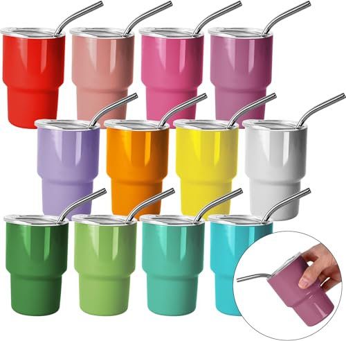 RivieraCup 5 oz Mini Tumbler Shot Glass with Lids and Straw,6PCS Set (A)