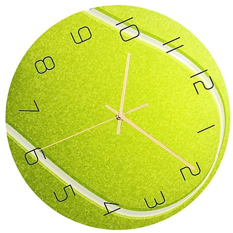 TOPPERFUN Wanduhr Mit Fuß Wanduhr Im Tennisball-kugeldesign Geräuscharme Hängeuhr Für Zuhause Stumme Uhr Für Wohnzimmer Schlafzimmer Arbeitszimmer