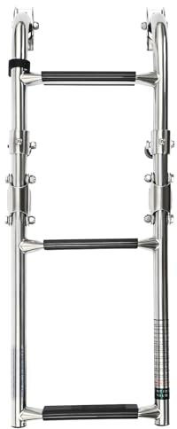 Boat Ladder 3-Steps Swimming Pool Ladder with Pedal Hand Railing Suitable for Mounting on Vertical Platforms Such as Yachts for Speedboat Fishing Boats Pool etc