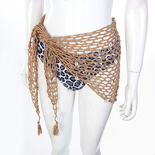 HKYFNNBW - Strandtuch, gehäkelt, sexy Strandtuch, Fischnetz-Rock, Damen-Bademode, Badeanzug, Rock, khaki, One size