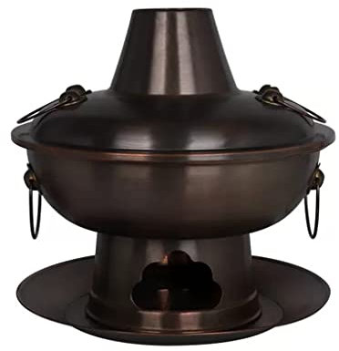 Chinesischer Peking-Hotpot aus Kupfer mit Holzkohle, verdickter Hot Pot aus reinem Purpurkupfer für mehrere Personen, mongolisches Hot Pot-Kochgeschirr, geeignet für Familienessen und Camping (Farbe