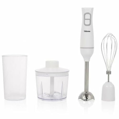 Wintem Frullatore ad Immersione in Acciaio Inox con Sbattitore per Panna Montata 2 Velocità 350W Bianco - Ideale per Diverse Pietanze con due Comodi Contenitori 0,5/0,7L - Smontabile Facile da Pulire