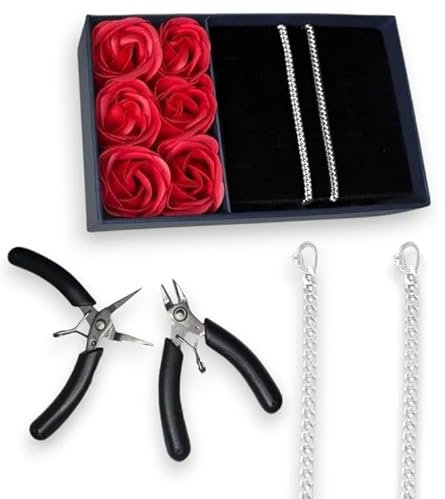 Permanent Armband-Set | Permanent Armbänder 925 Sterling Silber & 14K Vergoldet | Armbänder für Paare | Permanent bracelet | Einzigartige personalisierte Armbänder zum Selbermachen (Silber)
