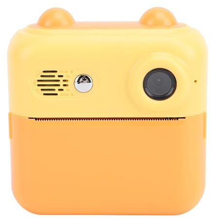 Instant Print Camera, Supports Digital Zoom 48MP 1080P Countdown Photo Taking 2.4 Inch IPS Screen Kids Instant Camera for Entertainment (Yellow)