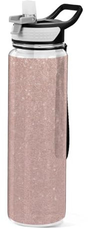 Grckit SDMKA Gourde à paillettes or rose 946 ml Tritan sans BPA anti-fuite avec sangle de transport pour randonnée, camping, gym en plein air